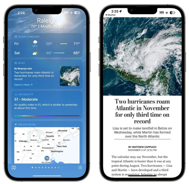 广河苹果14维修分享iPhone 14手机如何看天气时顺带看新闻 