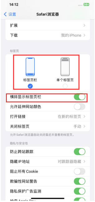 广河苹果手机维修分享Safari浏览器如何切换标签栏位置 