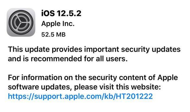 广河苹果手机维修分享iOS12.5.2发布，建议所有老苹果用户安装 